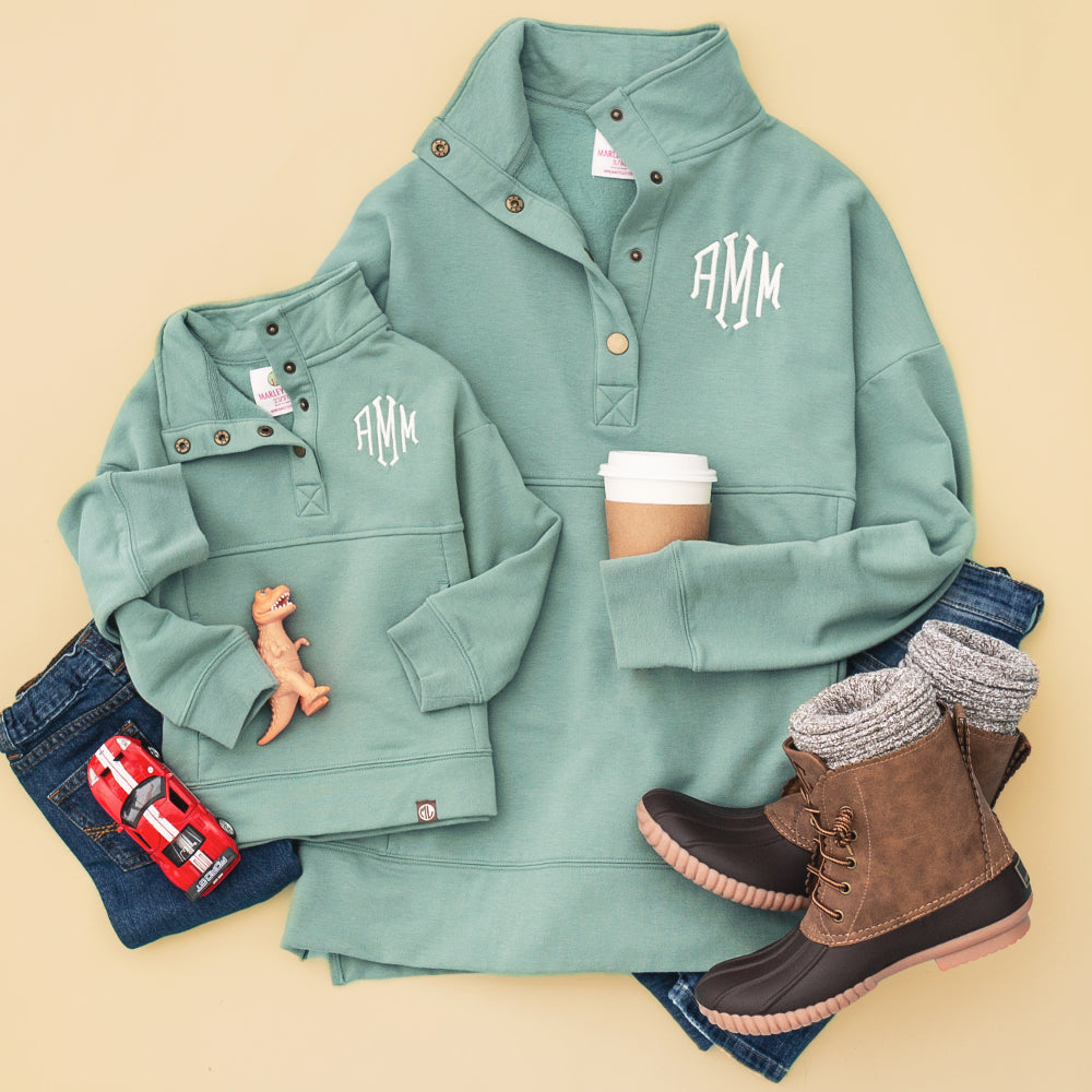 Monogrammed Kids Pullover | Sage
