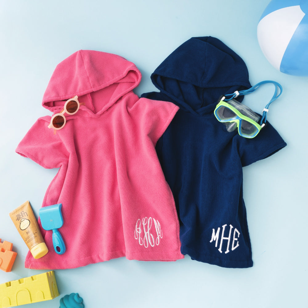 Monogrammed Toddler Hooded Towel Poncho | Navy
