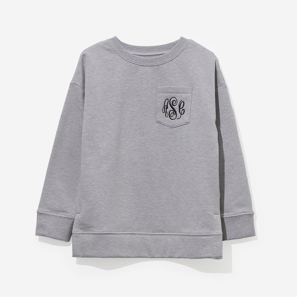 Monogrammed Kids Crewneck Sweatshirt | Heathered Gray