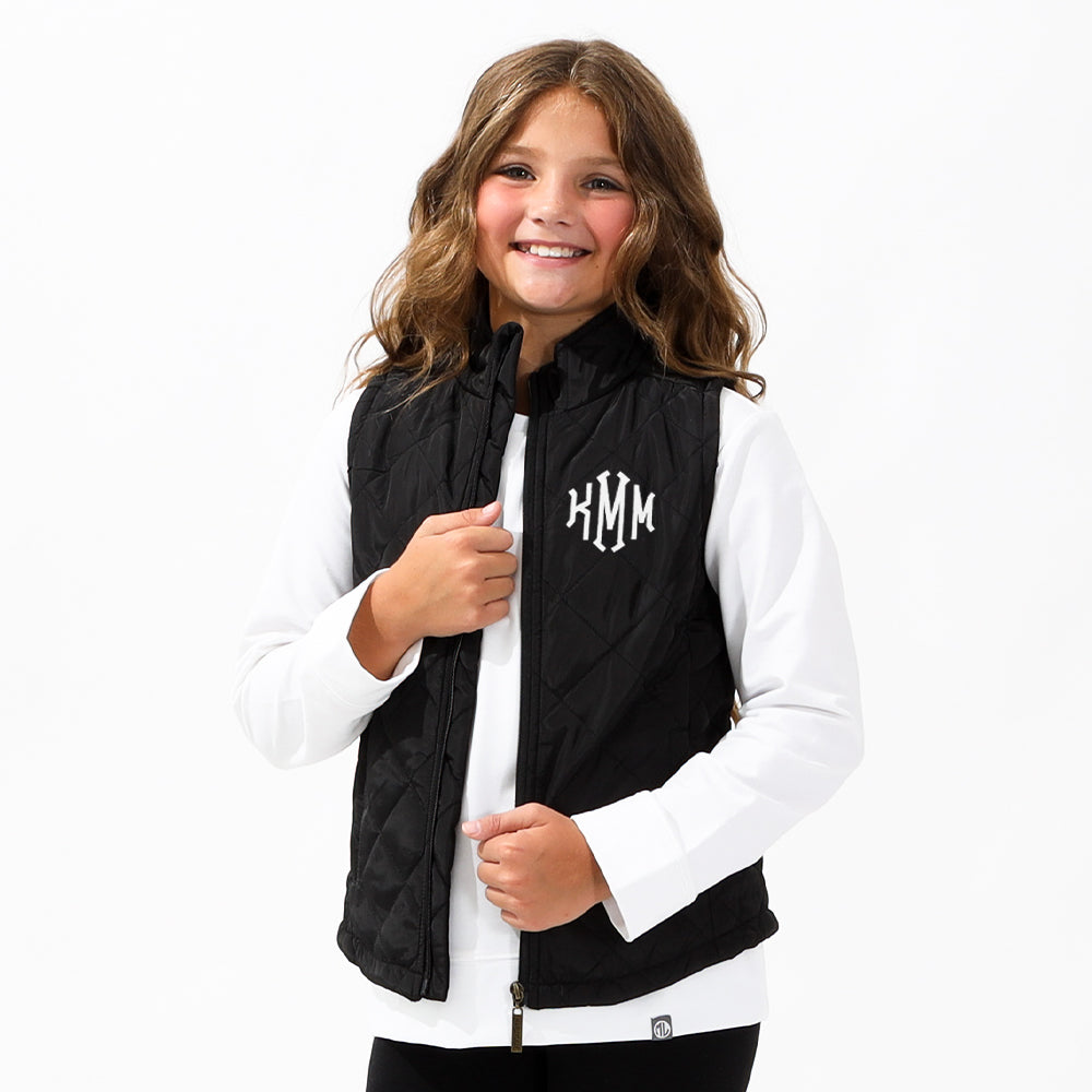 Monogrammed Kids Puffer Vest | Black