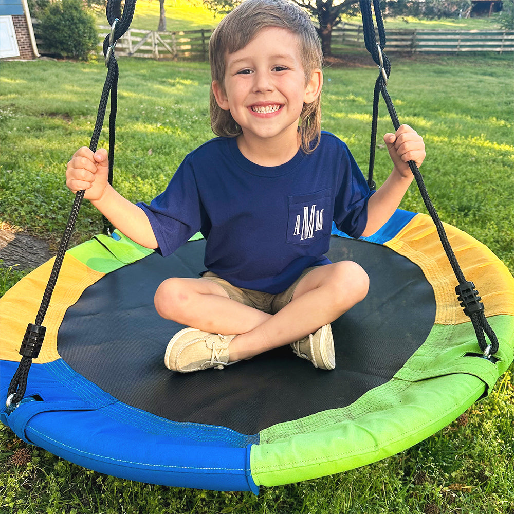 Monogrammed Kids Short Sleeve Shirt | Navy