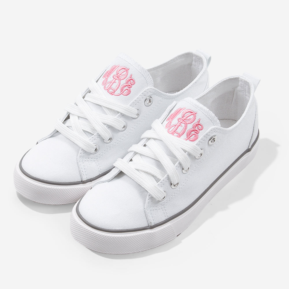 Monogrammed Youth Sneakers | White