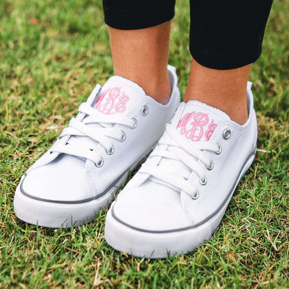 Monogrammed Youth Sneakers | White