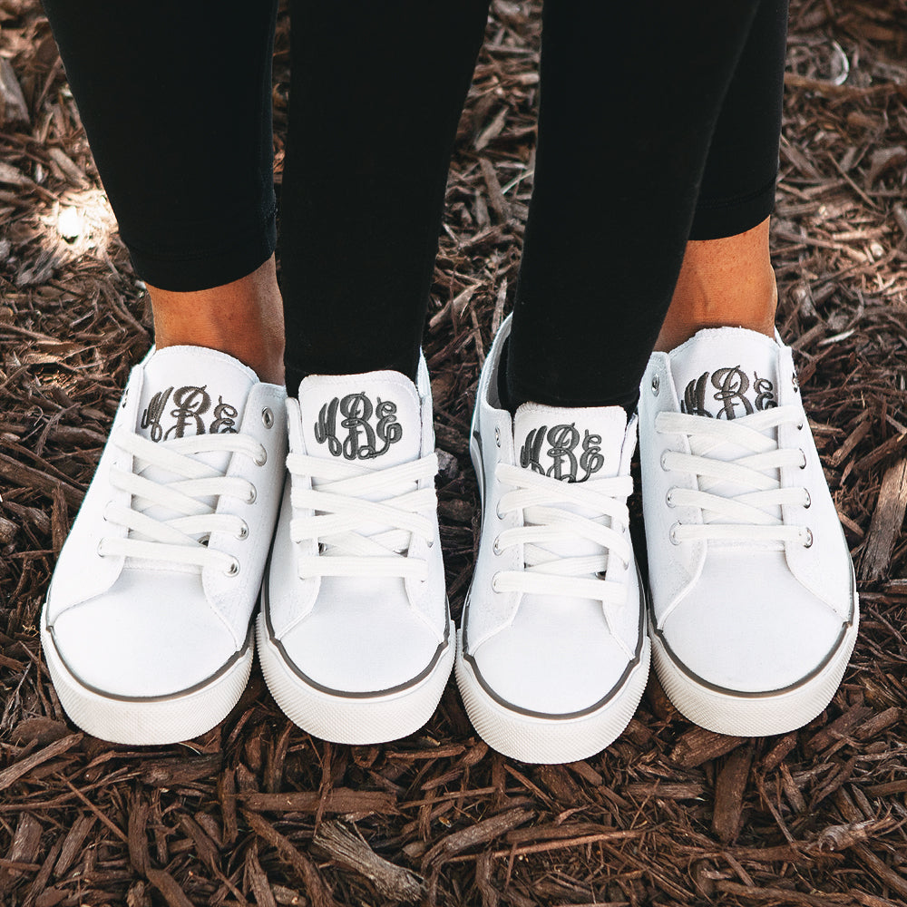 Monogrammed Youth Sneakers | White