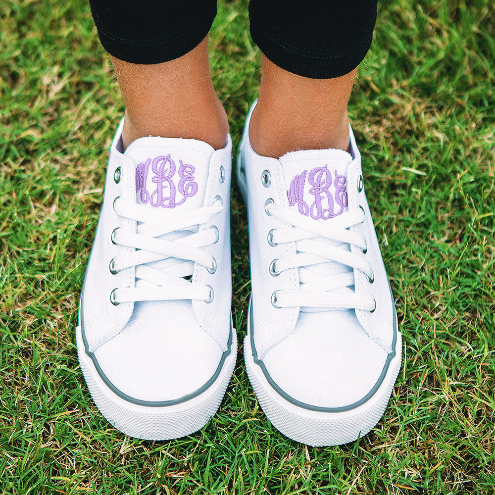 Monogrammed Youth Sneakers | White