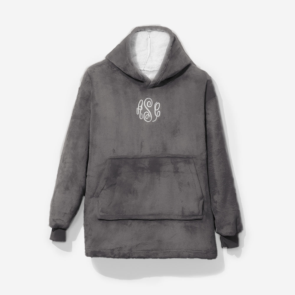 Monogrammed Kids Blanket Hoodie | Charcoal
