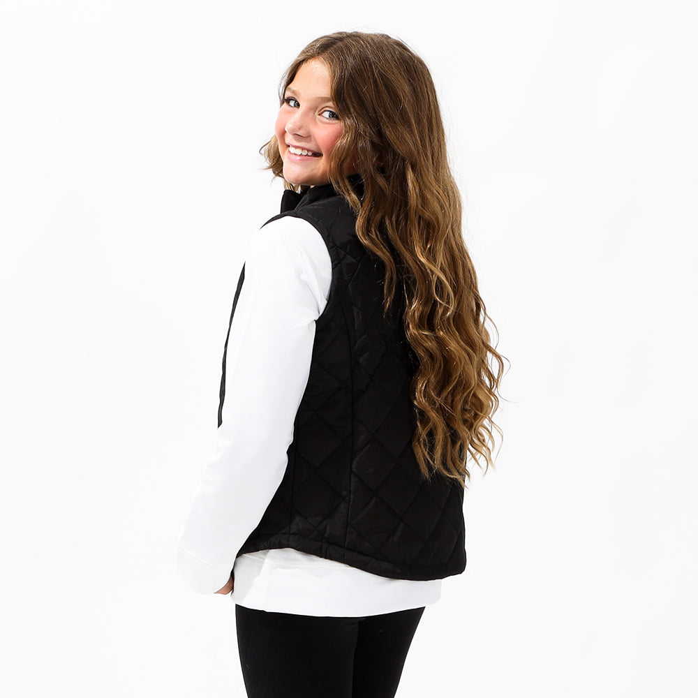 Monogrammed Kids Puffer Vest | Black