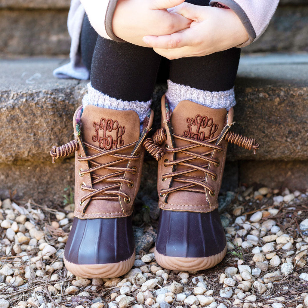 Kids Duck Boot Socks | Pink & Grey