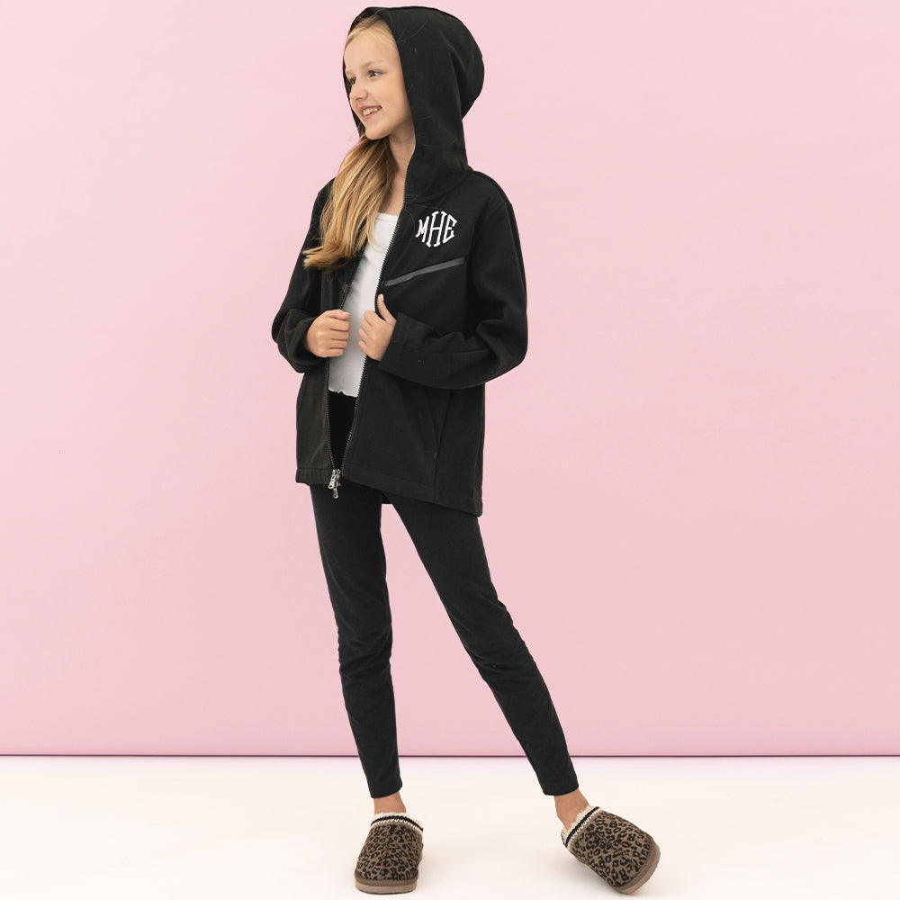 Personalized Youth Full Zip Jacket | Black