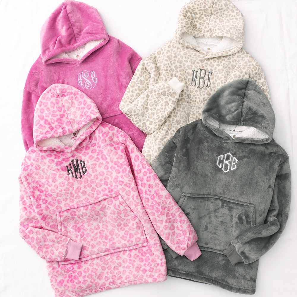 Monogrammed Kids Blanket Hoodie | Charcoal