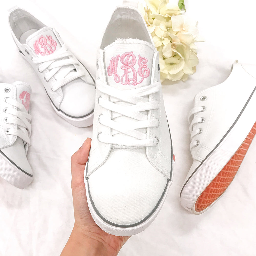 Monogrammed Youth Sneakers | White