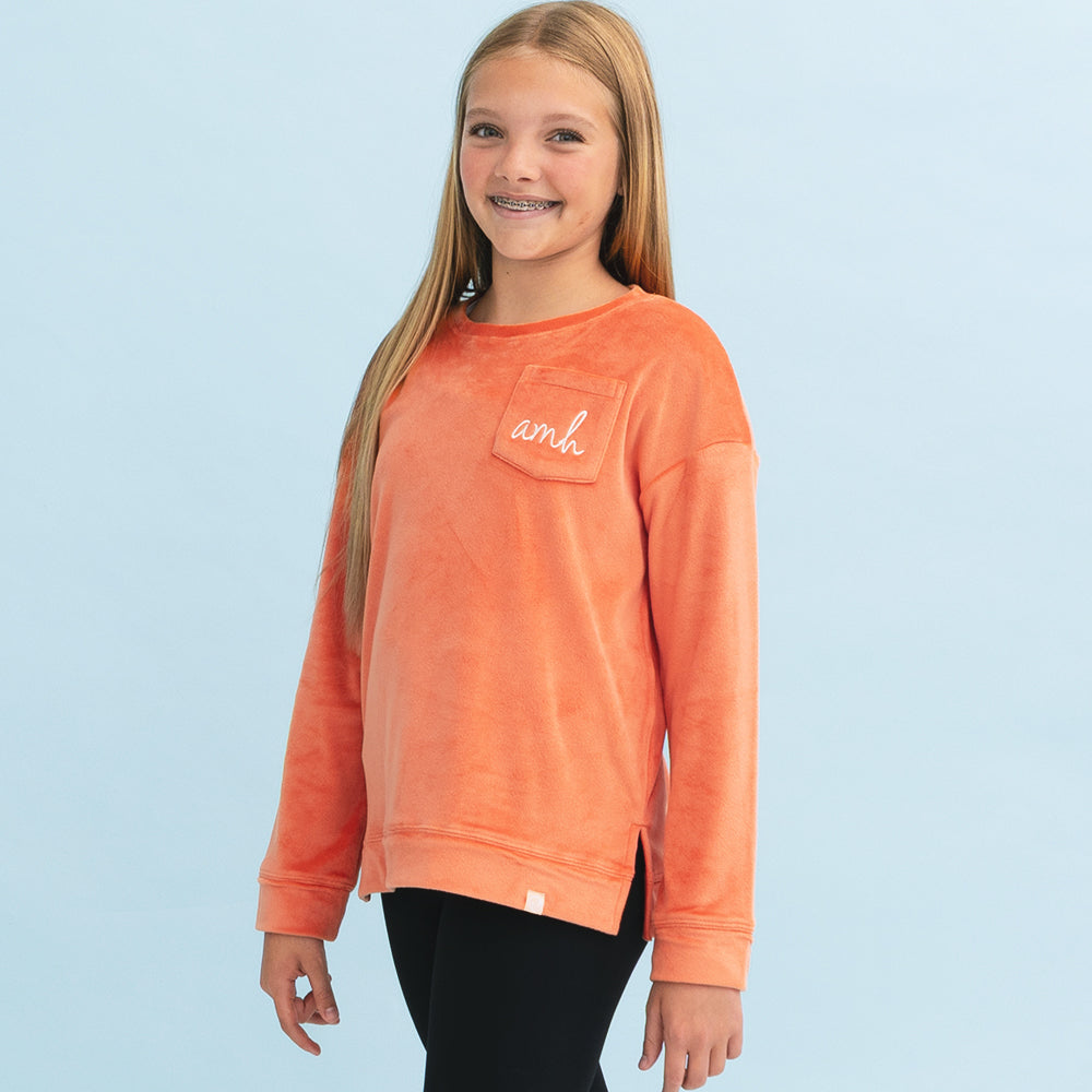 Monogrammed Kids Softspun Sweatshirt | Pumpkin
