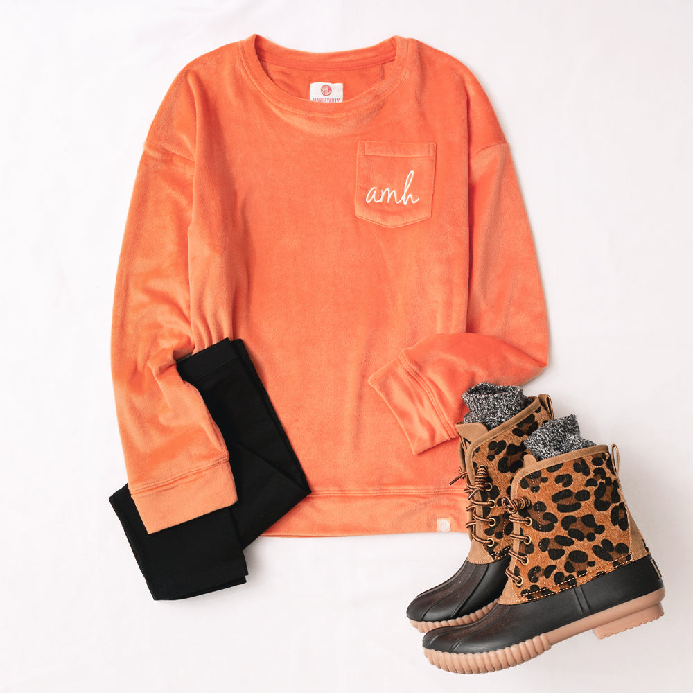 Monogrammed Kids Softspun Sweatshirt | Pumpkin