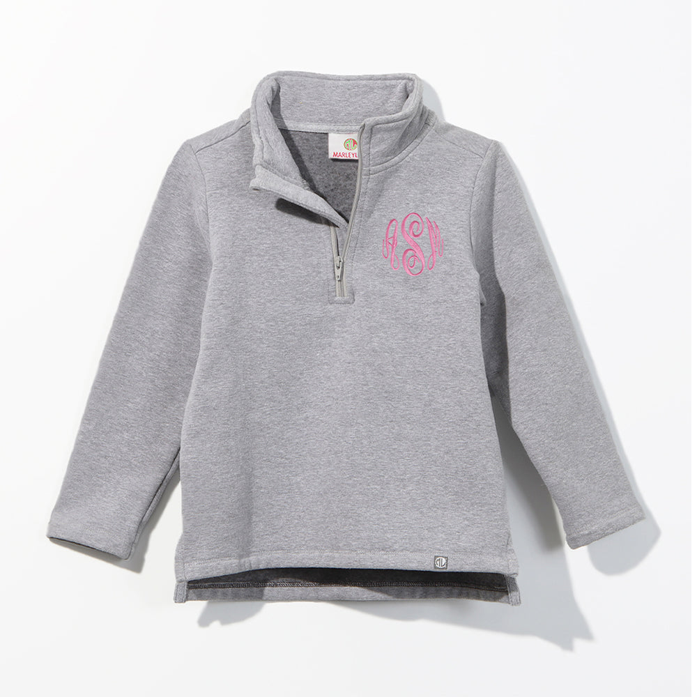 Monogrammed Kids Pullover Sweatshirt | Heathered Gray