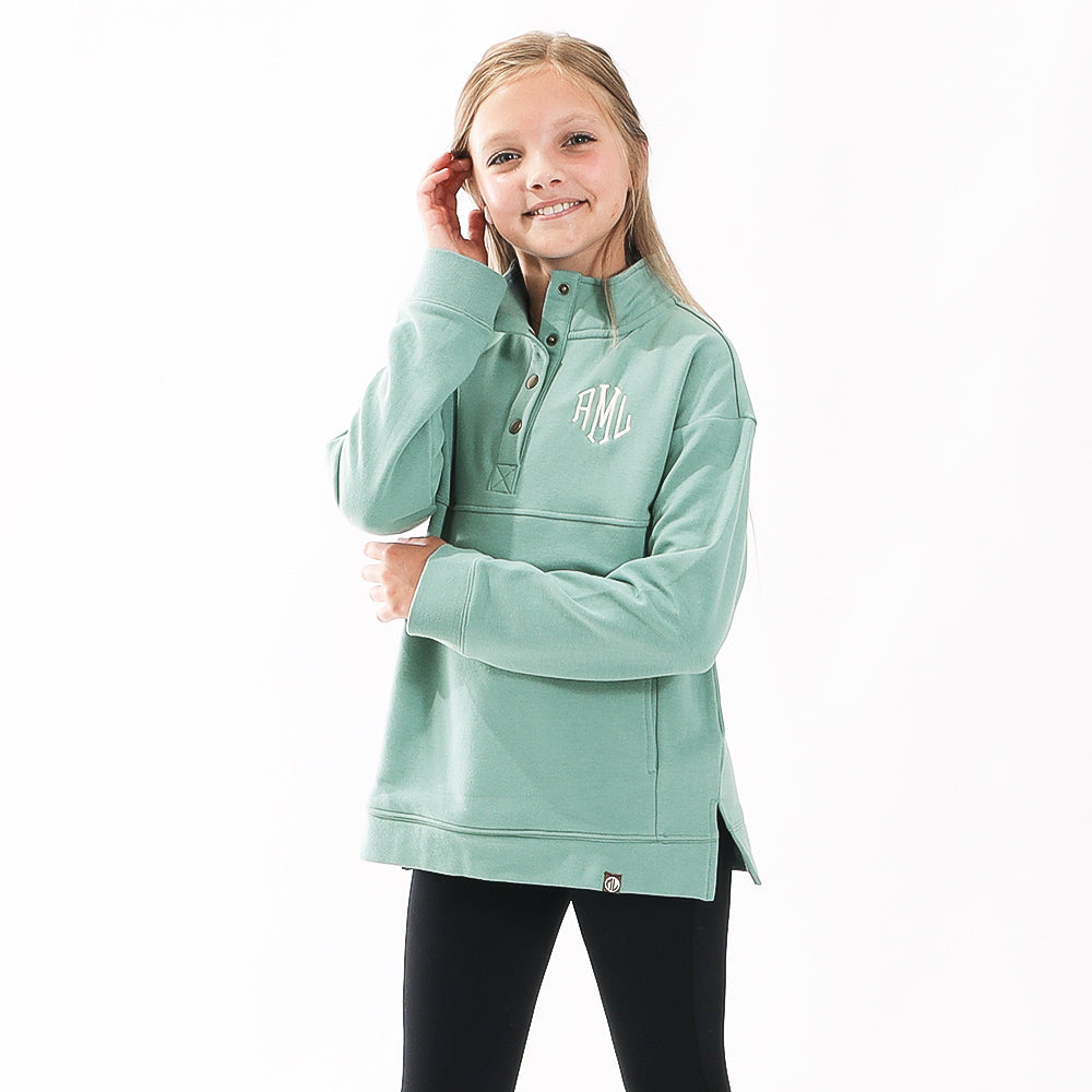 Monogrammed Kids Pullover | Sage