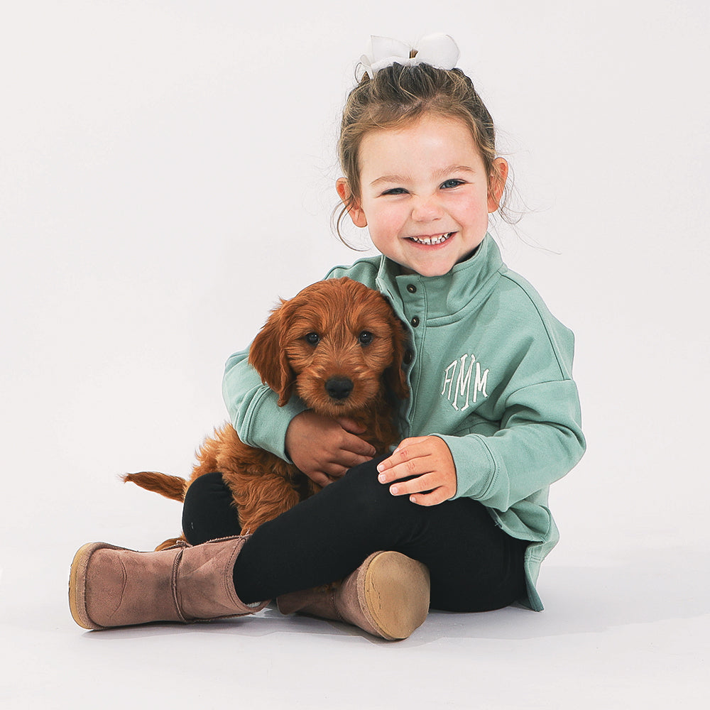 Monogrammed Kids Pullover | Sage