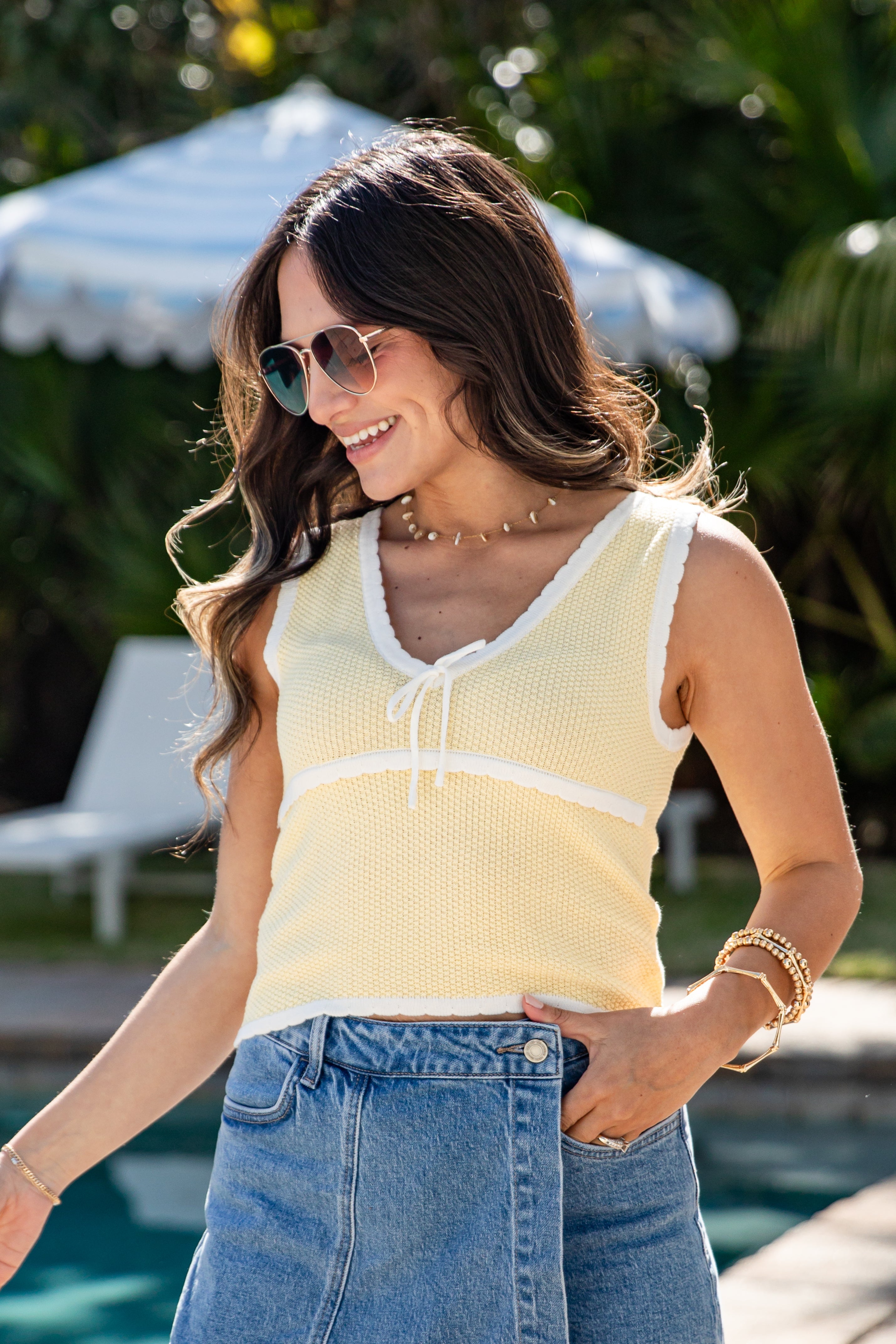 Sunny Side Light Yellow Knit Tank